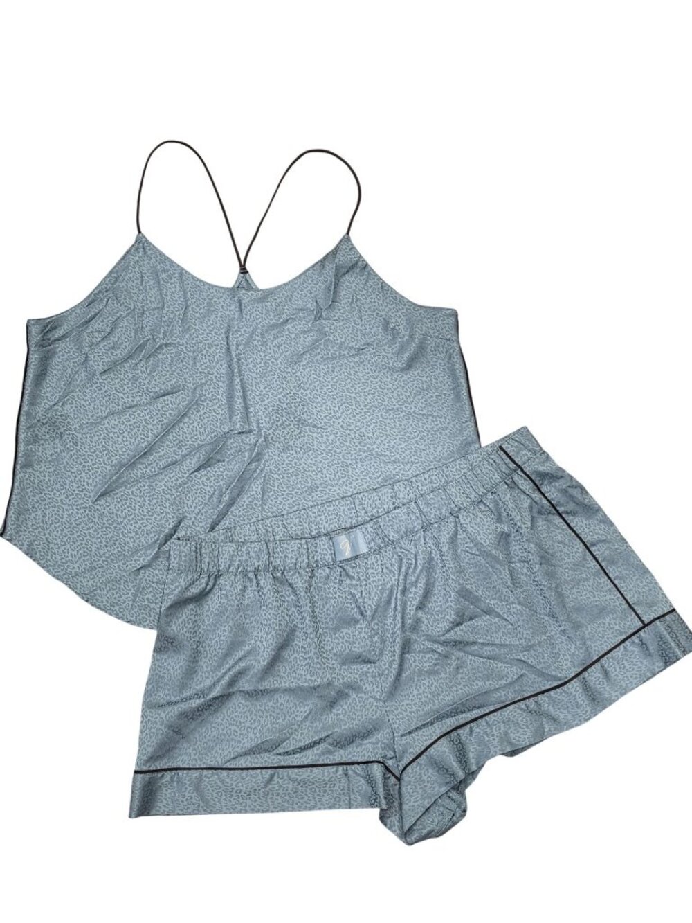 Victorias Secret Satin Pajama Set XXL Gray Leopard Print Cami & Shorts